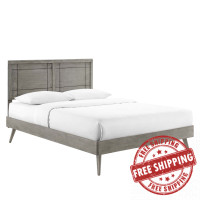 Modway MOD-6382-GRY Gray Marlee Queen Wood Platform Bed With Splayed Legs