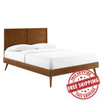 Modway MOD-6382-WAL Walnut Marlee Queen Wood Platform Bed With Splayed Legs