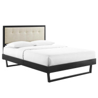 Modway MOD-6384-BLK-BEI Black Beige Willow Queen Wood Platform Bed With Angular Frame