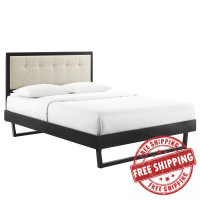 Modway MOD-6384-BLK-BEI Black Beige Willow Queen Wood Platform Bed With Angular Frame