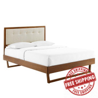 Modway MOD-6384-WAL-BEI Walnut Beige Willow Queen Wood Platform Bed With Angular Frame