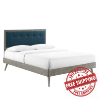 Modway MOD-6385-GRY-AZU Gray Azure Willow Queen Wood Platform Bed With Splayed Legs