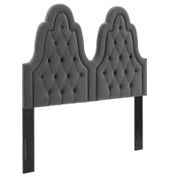 Modway MOD-6413-CHA Augustine Tufted Performance Velvet Twin Headboard Charcoal
