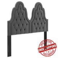 Modway MOD-6413-CHA Augustine Tufted Performance Velvet Twin Headboard Charcoal