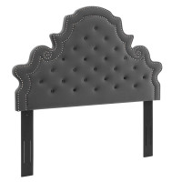 Modway MOD-6416-CHA Diana Tufted Performance Velvet Twin Headboard Charcoal