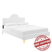 Modway MOD-6516-WHI Sunny Performance Velvet Queen Bed White