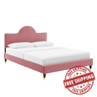 Modway MOD-6517-DUS Aurora Performance Velvet Queen Bed Dusty Rose