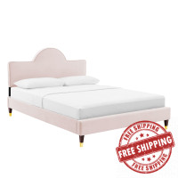 Modway MOD-6517-PNK Aurora Performance Velvet Queen Bed Pink