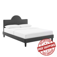 Modway MOD-6518-CHA Soleil Performance Velvet Queen Bed Charcoal
