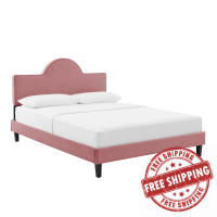 Modway MOD-6518-DUS Soleil Performance Velvet Queen Bed Dusty Rose