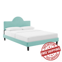 Modway MOD-6518-MIN Soleil Performance Velvet Queen Bed Mint