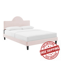 Modway MOD-6518-PNK Soleil Performance Velvet Queen Bed Pink