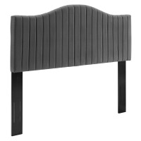 Modway MOD-6558-CHA Charcoal Brielle Channel Tufted Performance Velvet Twin Headboard