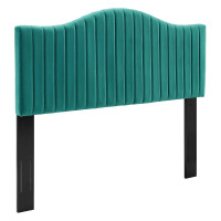 Modway MOD-6558-TEA Teal Brielle Channel Tufted Performance Velvet Twin Headboard