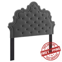 Modway MOD-6562-CHA Arabella Button-Tufted Performance Velvet Twin Headboard Charcoal