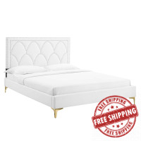 Modway MOD-6589-WHI Kendall Performance Velvet Queen Bed White