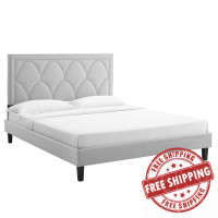 Modway MOD-6591-LGR Kendall Performance Velvet Queen Bed Light Gray