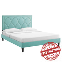 Modway MOD-6591-MIN Kendall Performance Velvet Queen Bed Mint