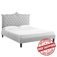 Modway MOD-6594-LGR Clara Performance Velvet Queen Platform Bed Light Gray