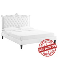 Modway MOD-6594-WHI Clara Performance Velvet Queen Platform Bed White