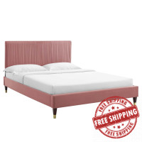 Modway MOD-6596-DUS Peyton Performance Velvet Queen Platform Bed Dusty Rose