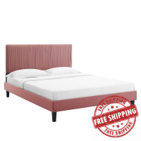 Modway MOD-6597-DUS Peyton Performance Velvet Queen Platform Bed Dusty Rose