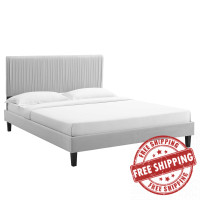 Modway MOD-6597-LGR Peyton Performance Velvet Queen Platform Bed Light Gray