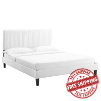 Modway MOD-6597-WHI Peyton Performance Velvet Queen Platform Bed White