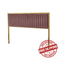 Modway MOD-6610-GLD-DUS Naomi Performance Velvet Twin Headboard Gold Dusty Rose