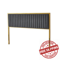 Modway MOD-6610-GLD-GRY Naomi Performance Velvet Twin Headboard Gold Gray