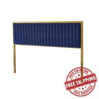 Modway MOD-6610-GLD-NAV Naomi Performance Velvet Twin Headboard Gold Navy