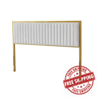 Modway MOD-6610-GLD-WHI Naomi Performance Velvet Twin Headboard Gold White