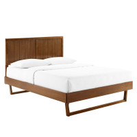 Modway MOD-6616-WAL Walnut Alana Full Wood Platform Bed With Angular Frame