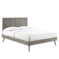 Modway MOD-6619-GRY Gray Alana Full Wood Platform Bed With Splayed Legs