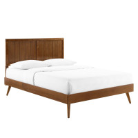 Modway MOD-6619-WAL Walnut Alana Full Wood Platform Bed With Splayed Legs