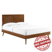 Modway MOD-6620-WAL Walnut Alana King Wood Platform Bed With Splayed Legs