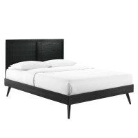 Modway MOD-6628-BLK Black Marlee Full Wood Platform Bed With Splayed Legs