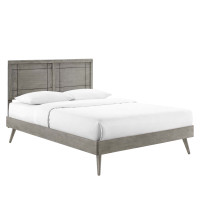 Modway MOD-6630-GRY Gray Marlee Twin Wood Platform Bed With Splayed Legs