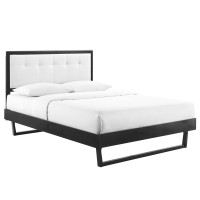 Modway MOD-6634-BLK-WHI Black White Willow Full Wood Platform Bed With Angular Frame