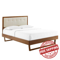 Modway MOD-6634-WAL-BEI Walnut Beige Willow Full Wood Platform Bed With Angular Frame