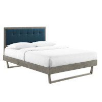 Modway MOD-6635-GRY-AZU Gray Azure Willow King Wood Platform Bed With Angular Frame