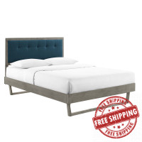 Modway MOD-6635-GRY-AZU Gray Azure Willow King Wood Platform Bed With Angular Frame