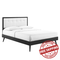 Modway MOD-6637-BLK-WHI Black White Willow Full Wood Platform Bed With Splayed Legs