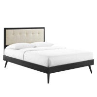 Modway MOD-6638-BLK-BEI Black Beige Willow King Wood Platform Bed With Splayed Legs