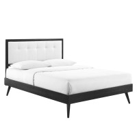 Modway MOD-6638-BLK-WHI Black White Willow King Wood Platform Bed With Splayed Legs