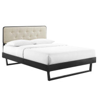 Modway MOD-6643-BLK-BEI Black Beige Bridgette Full Wood Platform Bed With Angular Frame