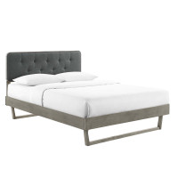 Modway MOD-6644-GRY-CHA Gray Charcoal Bridgette King Wood Platform Bed With Angular Frame