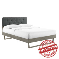 Modway MOD-6644-GRY-CHA Gray Charcoal Bridgette King Wood Platform Bed With Angular Frame