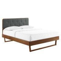 Modway MOD-6644-WAL-CHA Walnut Charcoal Bridgette King Wood Platform Bed With Angular Frame