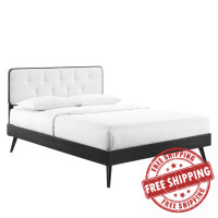 Modway MOD-6646-BLK-WHI Black White Bridgette Full Wood Platform Bed With Splayed Legs
